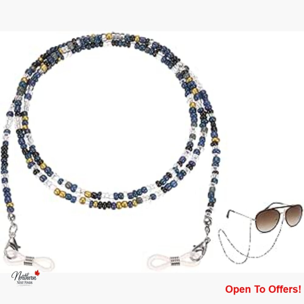 Eyeglass Chains with Adjustable Buckle, Glass Bead Material